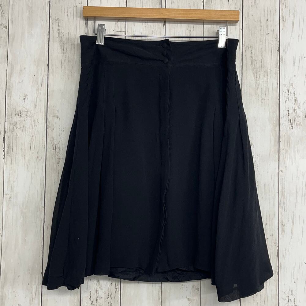 Karl Lagerfeld For H&M Black Silk Flowy Whimsygoth Grunge Witchy Mini Skirt 10
